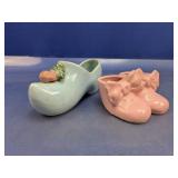 (2) Vintage Ceramic Shoe Planters