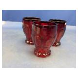 (3) Vintage Ruby Red Glass Tumblers