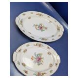 (2)Aichi China Floral Oval Platter Duo
