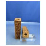 (2) Carved Wood Rectangular Blocks