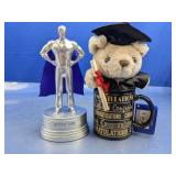 (2) Super Dad Trophy & Graduation Bear Mug