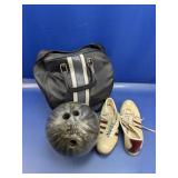(3)Brunswick Triple Crown Bowling Ball, Bag, Shoes