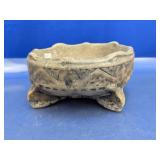 (1) Hand-Carved Tripod Clay Bowl
