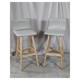 (2) Leather Bar Stools