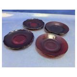 (5) Vintage Ruby Red Glass Saucer Set