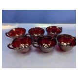 (6) Vintage Ruby Red Glass Teacup Set