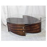 Mid-Century Sculptural Coffee Table w/Glass Top