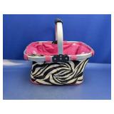(1) Zebra Print Market Basket ï¿½ Pink Lining