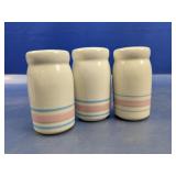 (3) Vintage Stoneware Salt & Pepper Shakers