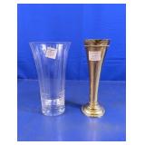 (2) Glass & Metal Vases
