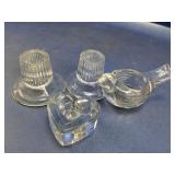 (4) Clear Glass Candle Holders Assorted