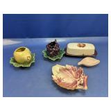 (5) Fruit & Leaf Themed Ceramic Kitchenware &