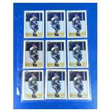 SHEET OF 9 HOF MIKE MODANO ROOKIE CARDS
