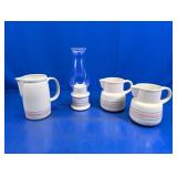 (5) McCoy USA Pink & Blue Stripe Pottery Pieces