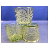 (3) Frosted Floral Votive Candle Holders