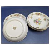 (8)Vintage Gold-Rimmed Floral Soup/Salad Bowls Set
