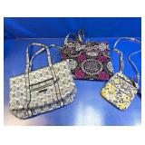 (3) Quilted Fabric Shoulder Bags