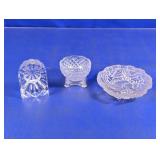 (3) Clear Patterned Glass Decor Pieces