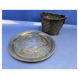 (2) Tray & Basket - Metal Decor Pieces