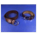 (2) Brown Patterned Leather Belts