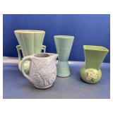 (4) Pastel Ceramic Vases & Pitcher