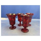 (4) Ruby Red Glass Goblets