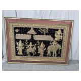 (1) Framed Thai Embroidered Tapestry