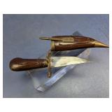 (1) Wood-Handled Knife w/ Locking Sheath