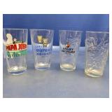 (4) Pint Glasses: Papa Johns/Eureka/Angry
