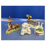 (4) Ceramic Animal Figurines incl. Disney