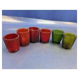 (6) Assorted Hobnail Glass Candle Holders