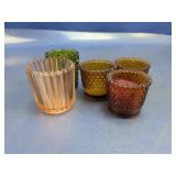 (5) Assorted Vintage Glass Candle Holders