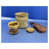 (4) Assorted Glazed Pottery & Ceramic Decor