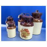 (5) Vintag Ceramic Canister Set w/ Fruit Motif