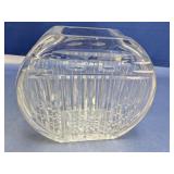 (1) Heavy Clear Glass Ribbed Vase