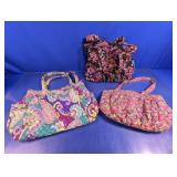 (3) Colorful Quilted Tote Bags