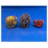 (3) Miniature Floral Figurines