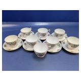 Aichi China Floral Teacup (8) & Saucer (7) Set