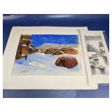 (2) Winter Landscape Art Prints (Signed & Asian