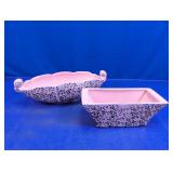 (2) McCoy Pink & Black Speckled Planters