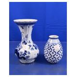 (2) Blue and White Ceramic Vases