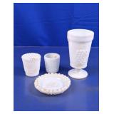 (4) White Milk Glass Decorative Pieces