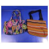 (2) Fabric Shoulder Tote Bags