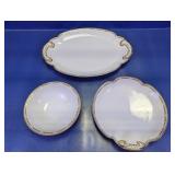 Vintage Glass Serving Platter, Plate & Bowl