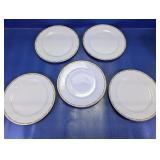 Set of 5 Geometric Border Porcelain Dinner Plates