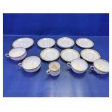 Vintage Glass Tea Set with Geometric Trim