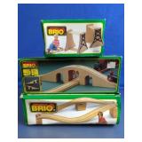 (3)Vintage BRIO Wooden Railway Bridge Lot