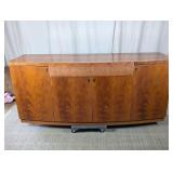 Bow-Front Burl Wood Finish Executive Credenza