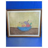 Framed Still Life Fruit Bowl Artwork