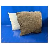 Brown and White Throw Pillows Pair